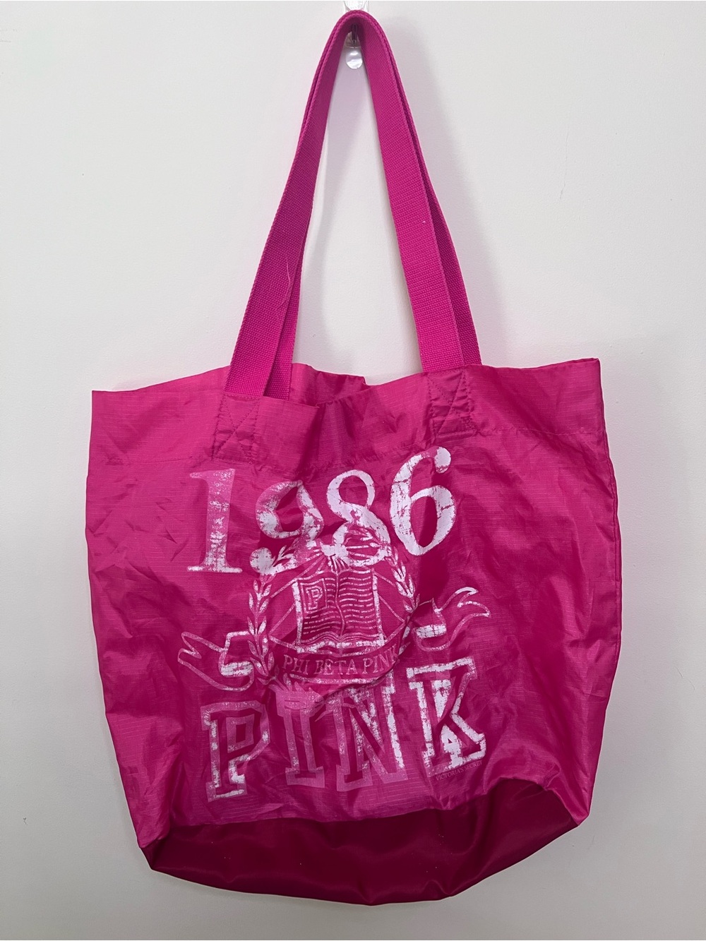 PINK Victoria's Secret Hot Pink Graphic Logo Tote